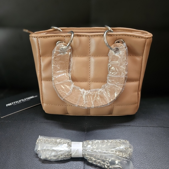 PrettyLittleThing Tan Quilted Mini Handbag - Picture 1 of 11